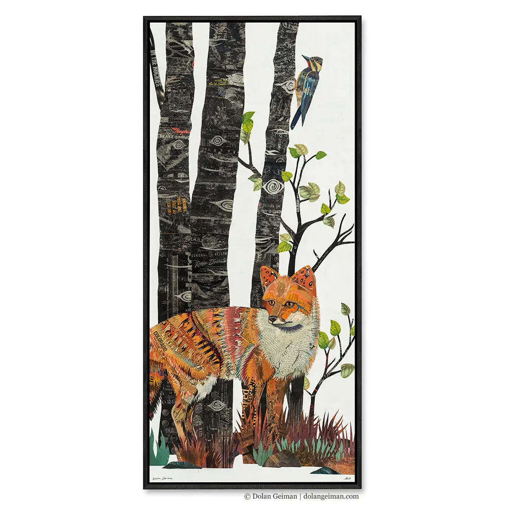 Midnight Forest Fox Canvas Art Print With Float Frame 1