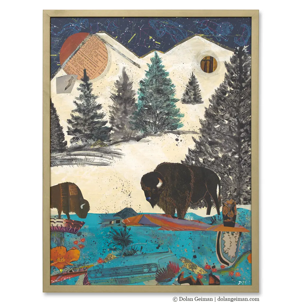 Midnight Rendezvous Original Paper Collage 1