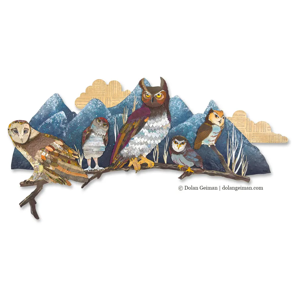 Custom Owl Family Original Metal Wall Sculpture 1