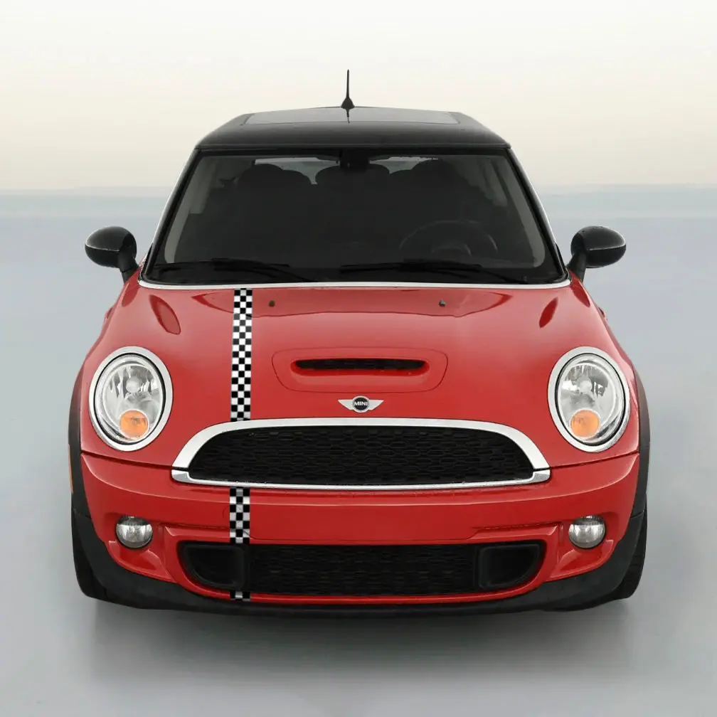 Mini Cooper Checkered Offset Bonnet And Boot Racing Stripes 1