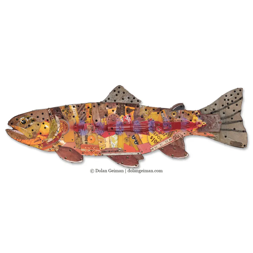 Trophy Fish (Golden Trout) Original Mixed Media Wall Sculpture 1