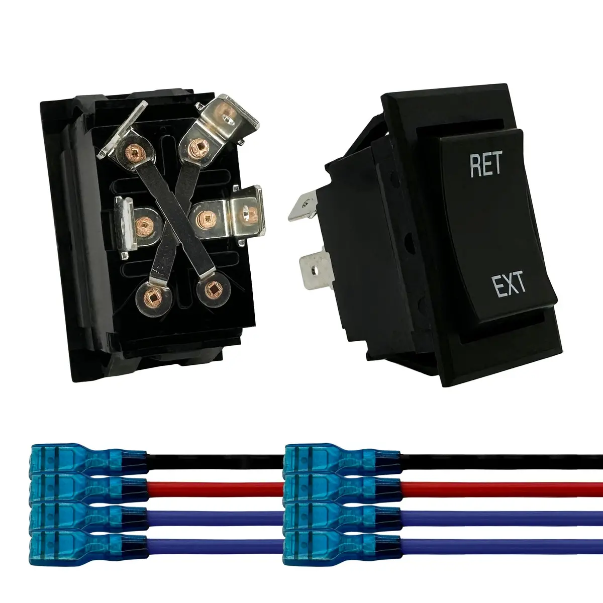 Momentary Reverse Polarity Rocker Switch With Wires For Rv Tongue Trailer Stabilizer - 4 Pin 2