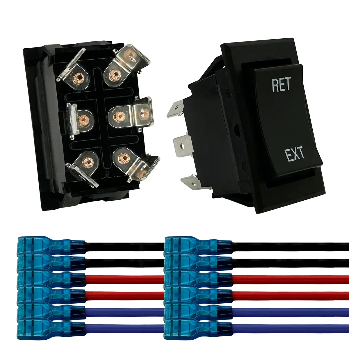 Momentary Reverse Polarity Rocker Switch With Wires For Rv Tongue Trailer Stabilizer - 6 Pin 2