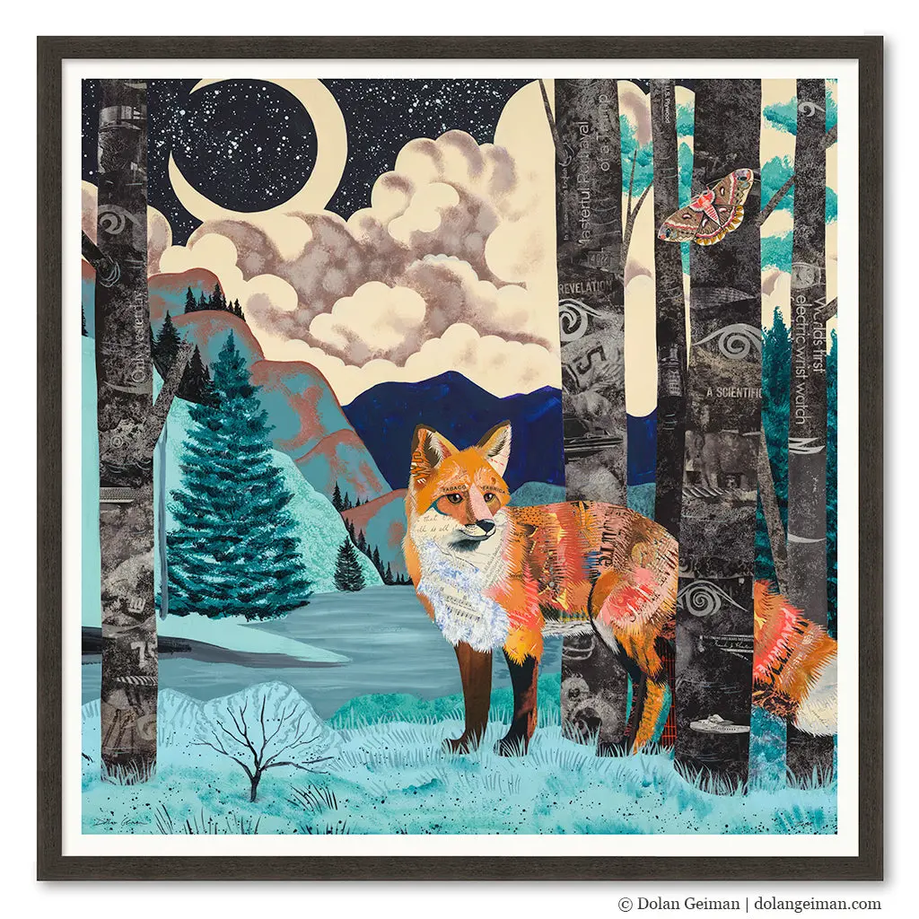 Moonlight Mischief Original Paper Collage 1