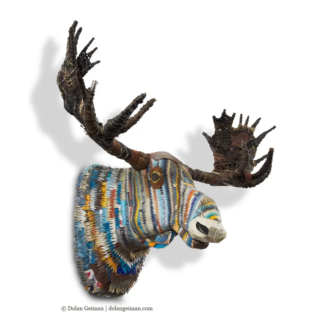 Great Plains (Moose), Colorful Original Faux Taxidermy Sculpture 1