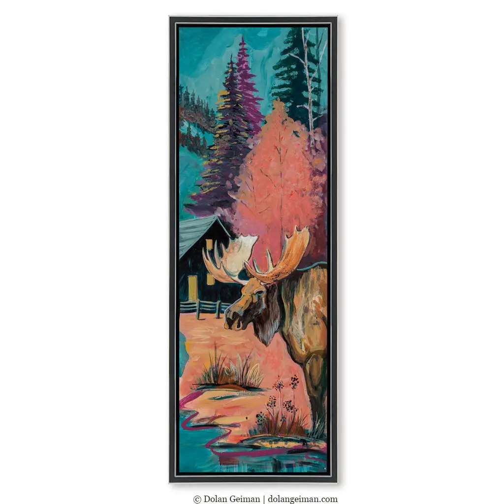 Moose At Maybell Creek Canvas Print With Float Frame 1
