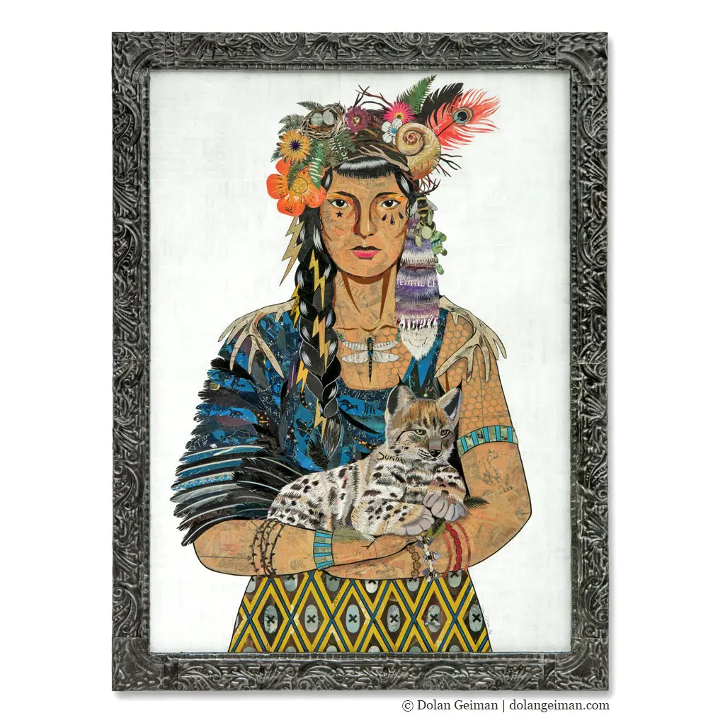 Mother Nature (Lynx) Original Paper Collage 1