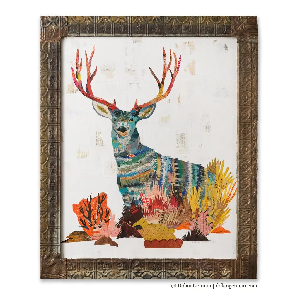Mule Deer Original Paper Collage 1