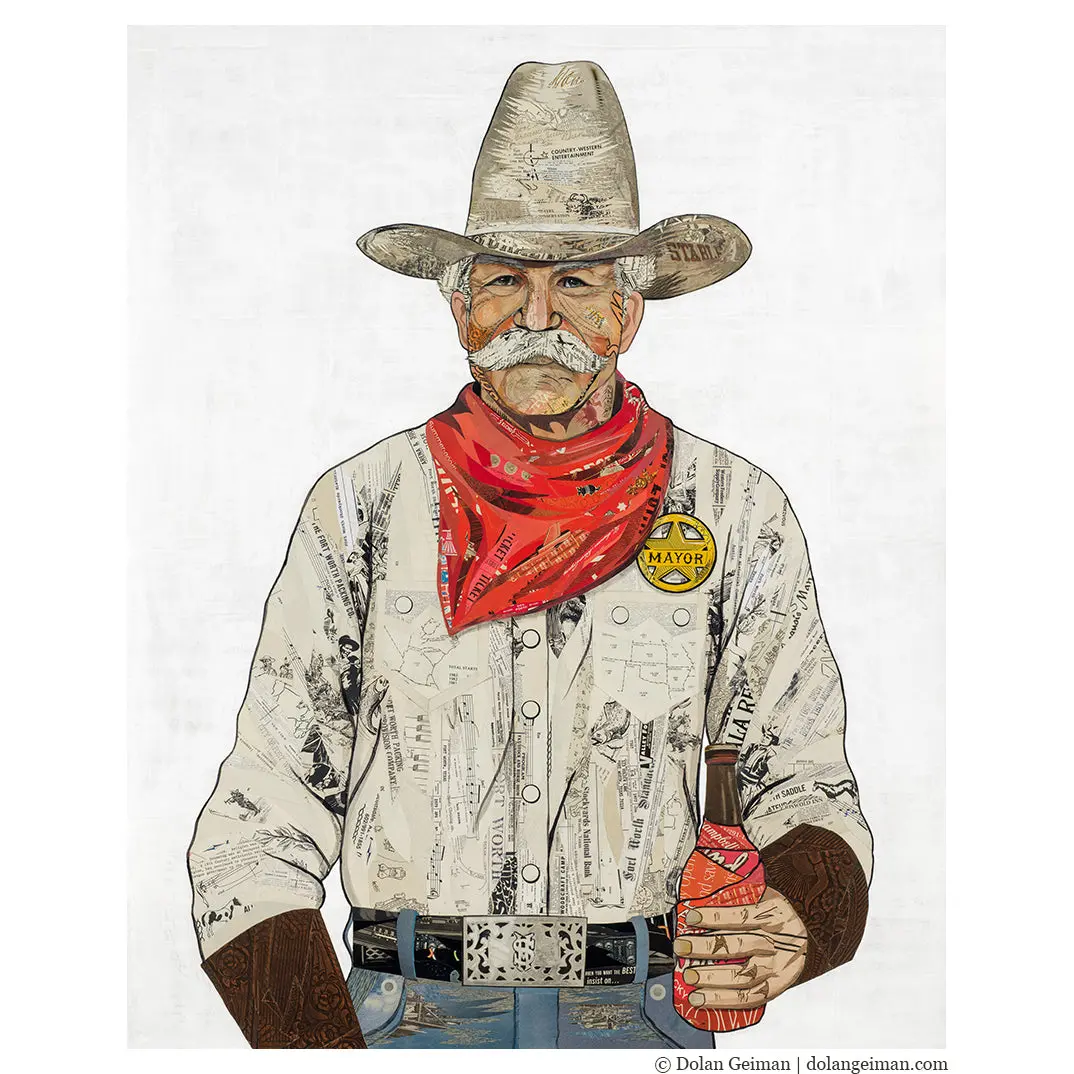 Custom Stockyards Sentinel Original Paper Collage 1