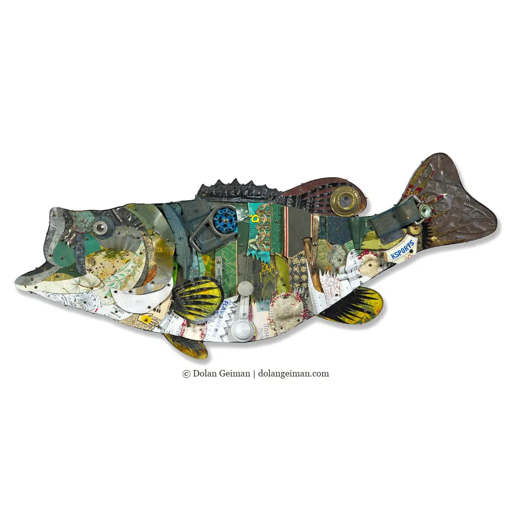 Trophy Fish (Largemouth Bass) Original Mixed Media Wall Sculpture 1