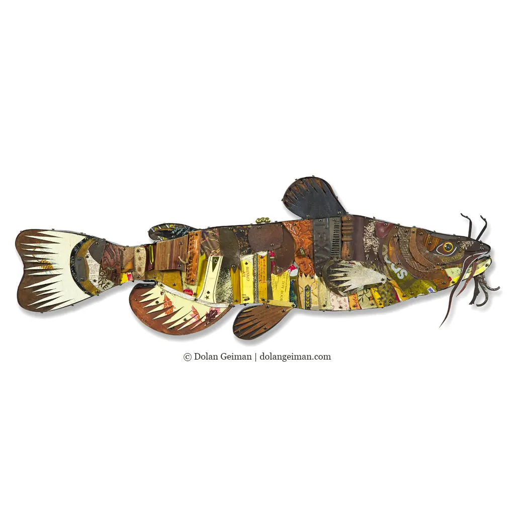 Trophy Fish (Catfish) Original Mixed Media Wall Sculpture 1