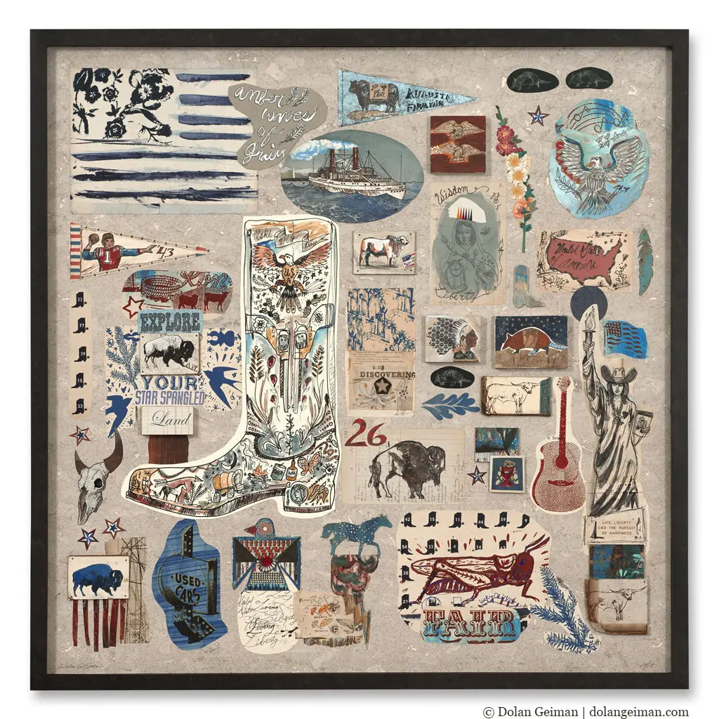 Patchwork Of America Original Mixed Media Wall Art 1