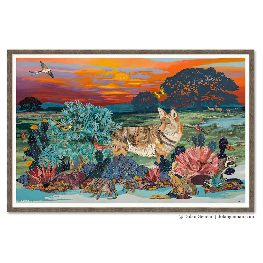 Custom Hill Country Landscape Original Paper Collage 1