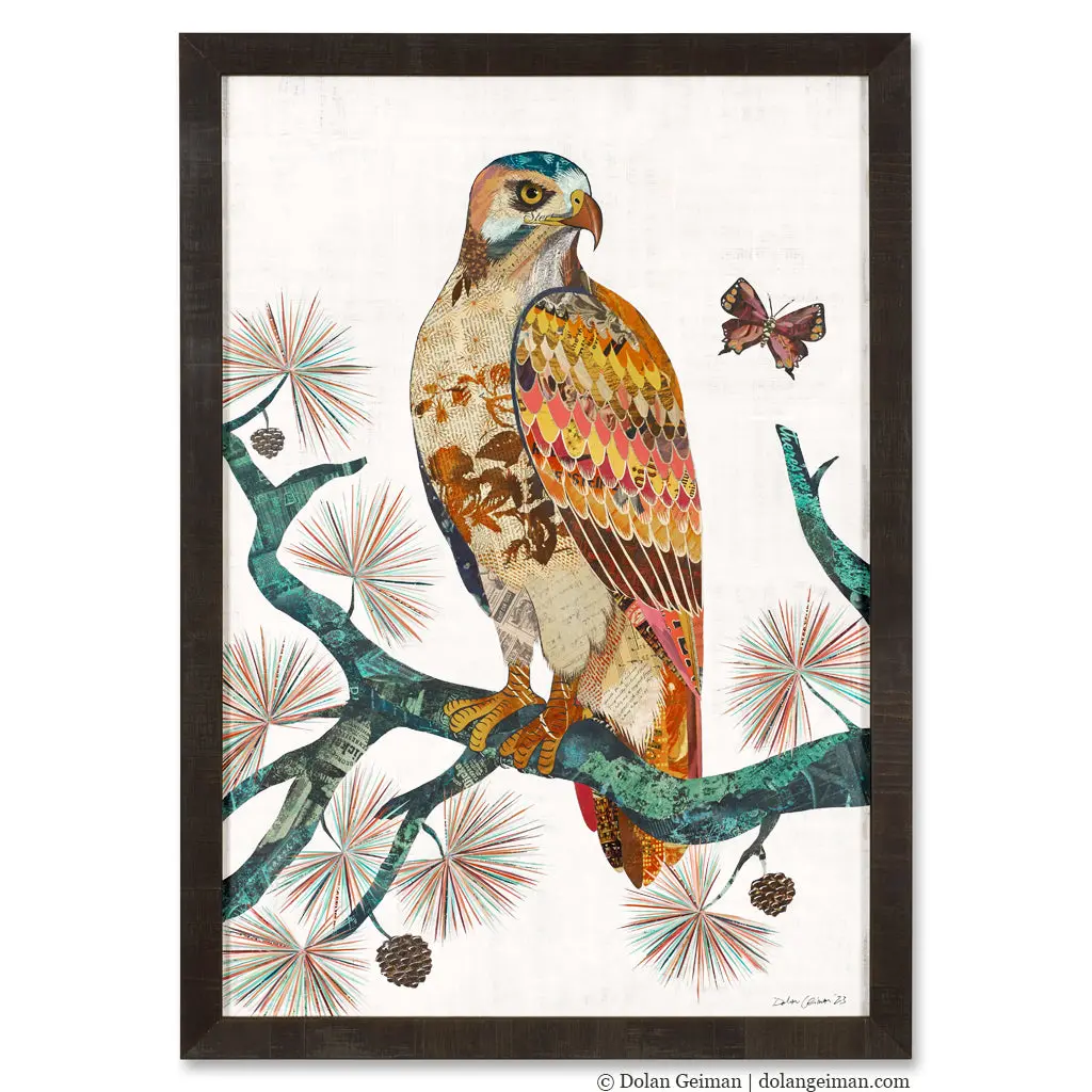 Perched In The Pines 2023 Original Paper Collage 1