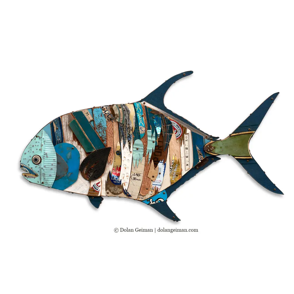 Trophy Fish (Permit) Original Metal Wall Sculpture 1