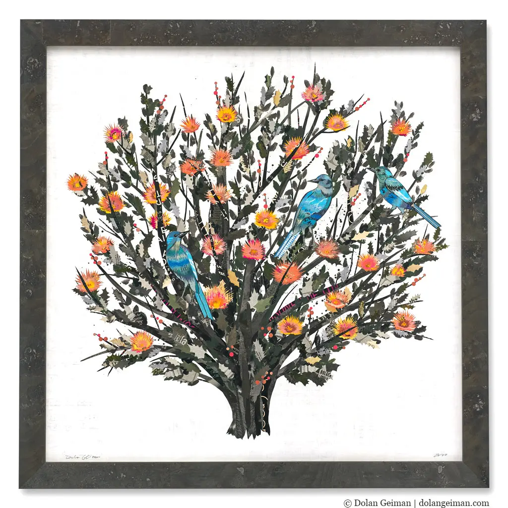 Pinyon Jays Original Paper Collage 1
