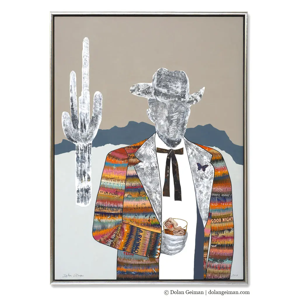 Quilted Wrangler (Cowboy) Original Paper Collage 1