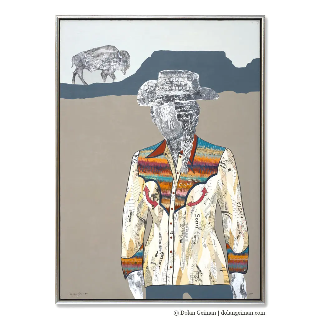 Quilted Wrangler (Cowgirl) Original Paper Collage 1
