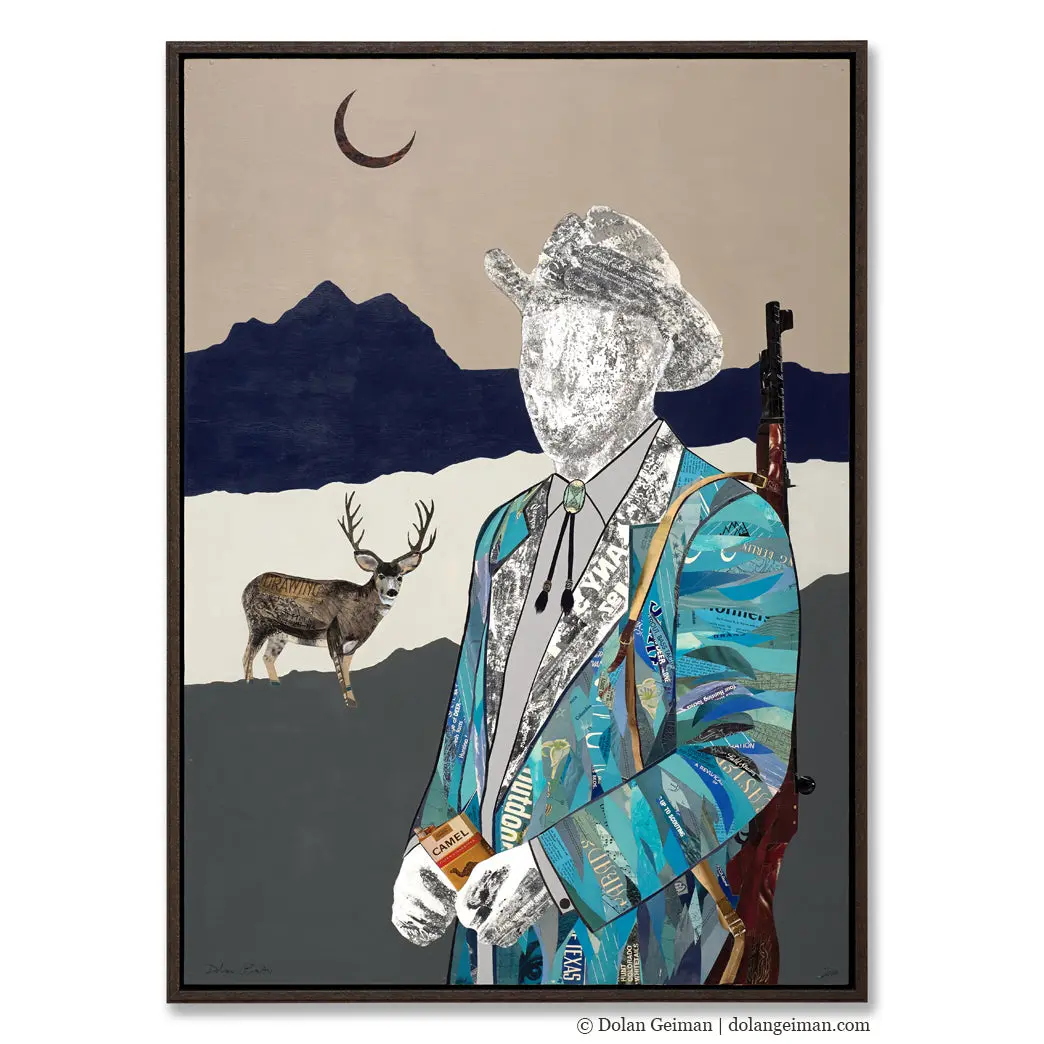 Quilted Wrangler (The Hunter) Original Paper Collage 1