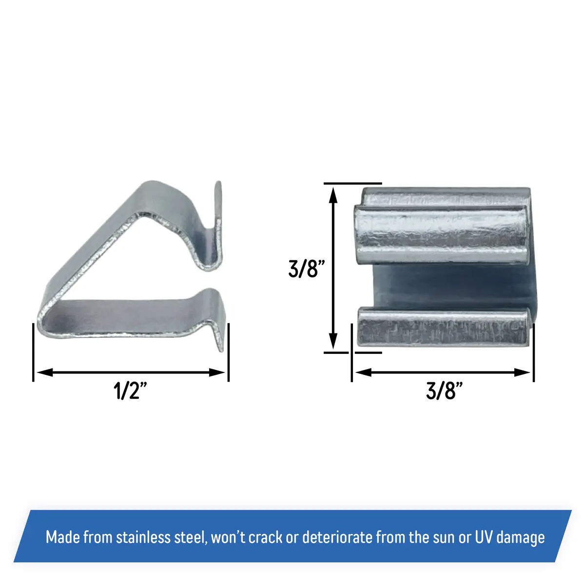 Rv Window Replacement Screen Clips, Spring Bail Retainer Clip, Roll Form, Stainless Steel 2