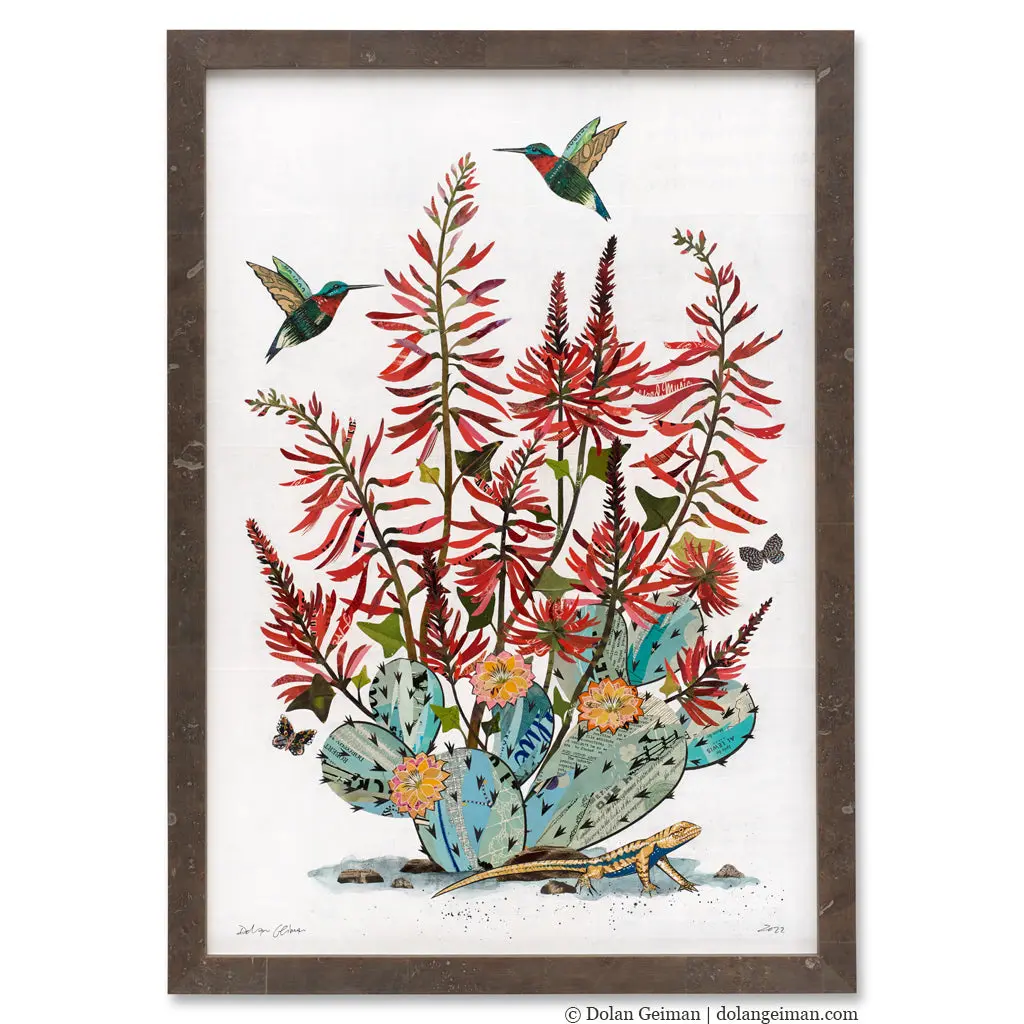Custom Texas Flora & Fauna Original Paper Collage 1
