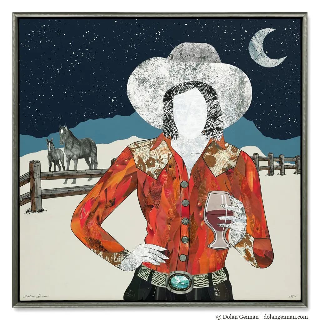 Ready For The Roundup Original Paper Collage 1