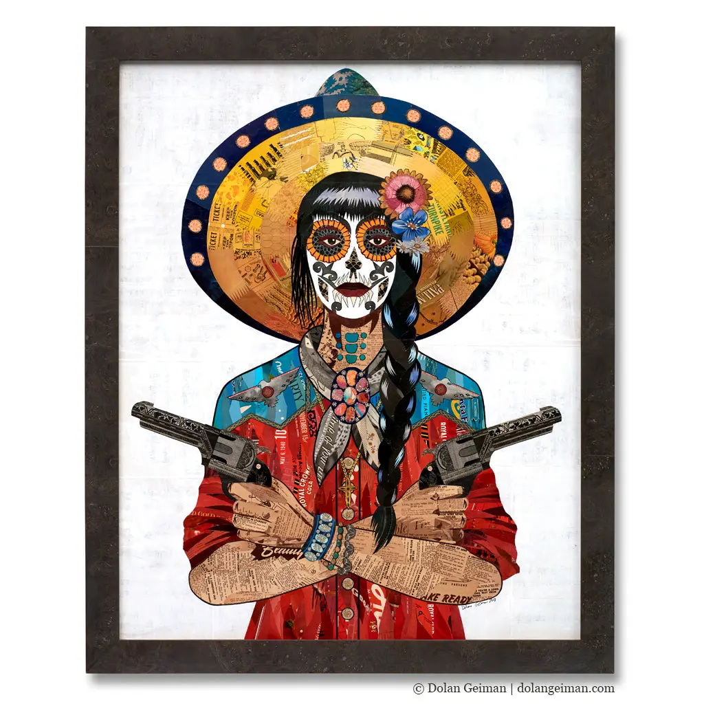 Vaquera Sudoeste (Red, Mid-Size) Original Paper Collage 1