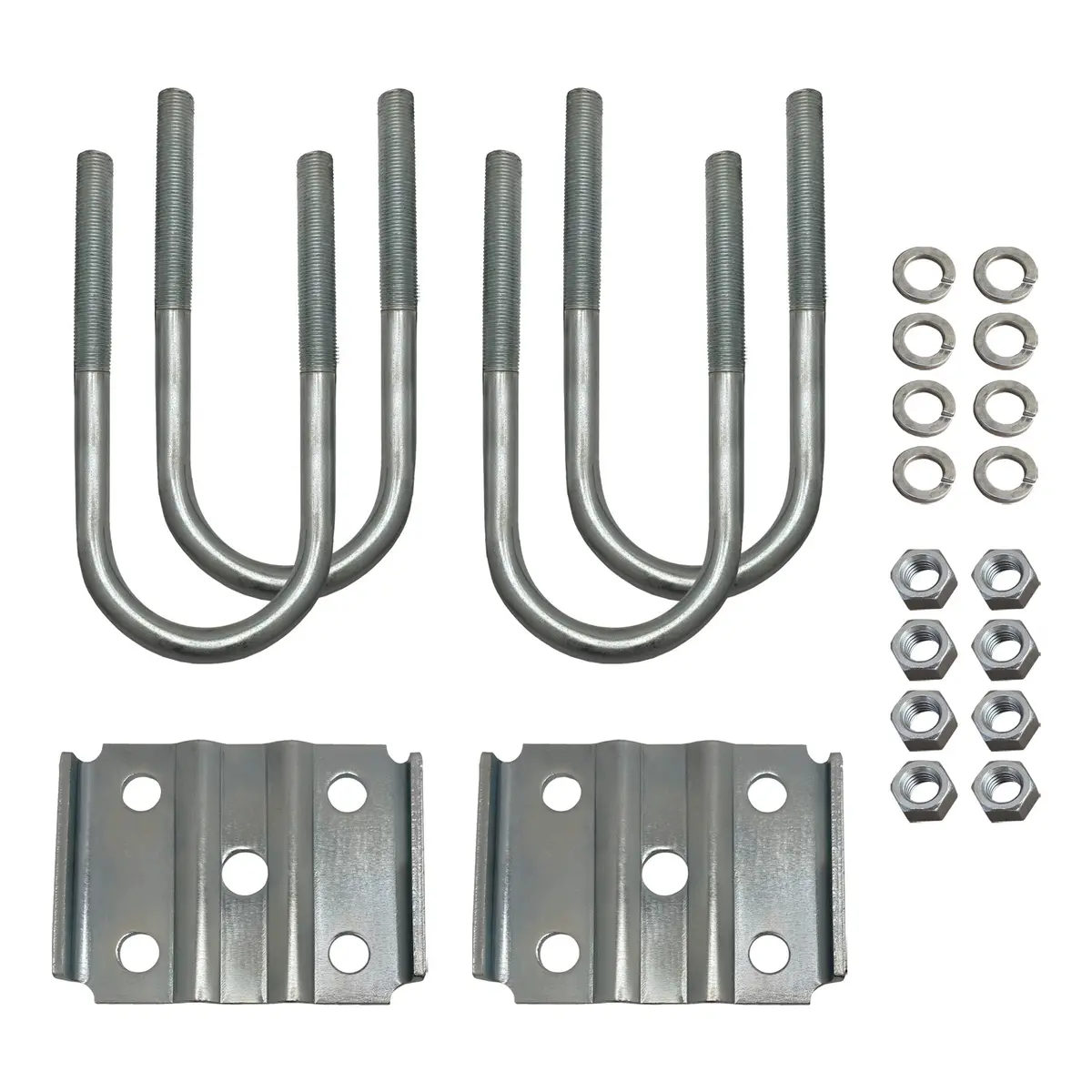 Round U Bolt & Plate Kit For Trailer Axle, Galvanized Zinc, 2-3/8"W X 6-1/4"L 1