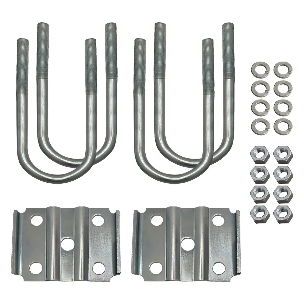 Round U Bolt & Plate Kit For Trailer Axle, Galvanized Zinc, 3"W X 7"L 1