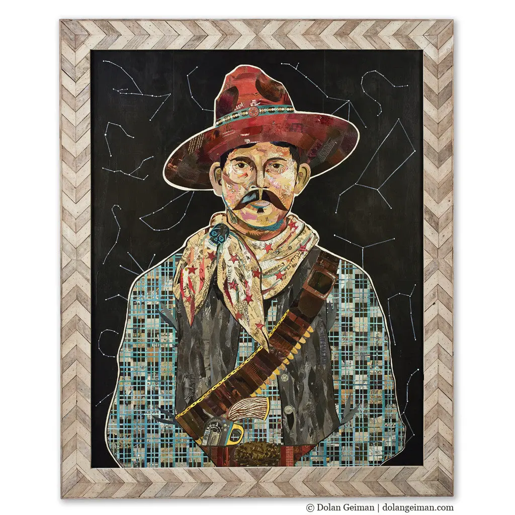 Rustler, Portrait At Midnight Original Paper Collage 1