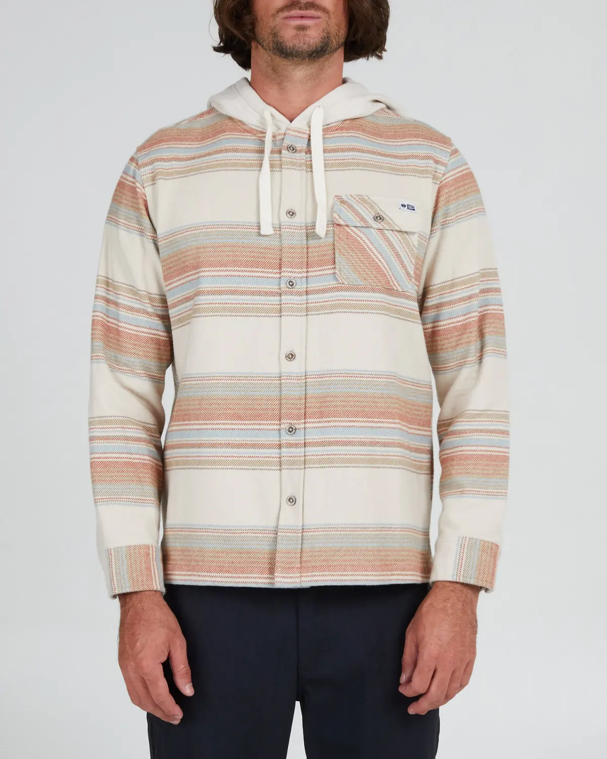 Salty Crew Outskirts Flannel Hooded Woven Shirt 1