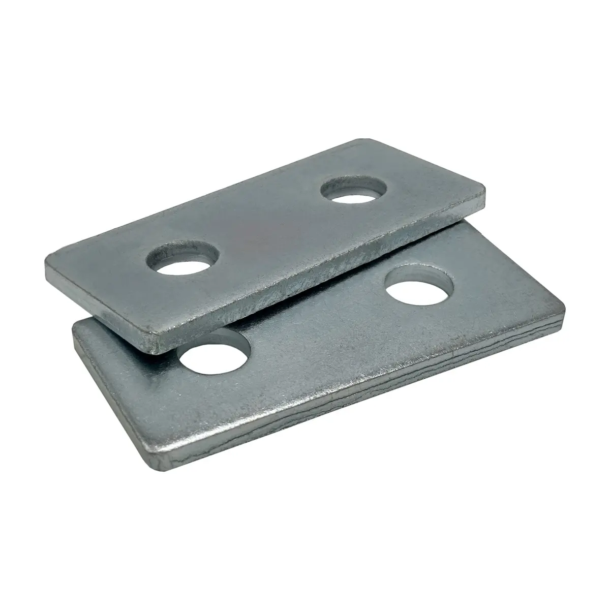 2 Hole, Flat Plate Connector Bracket For 1/2" Bolt In 1-5/8" Strut Channel - Heavy Duty, Electro-Galvanized 1