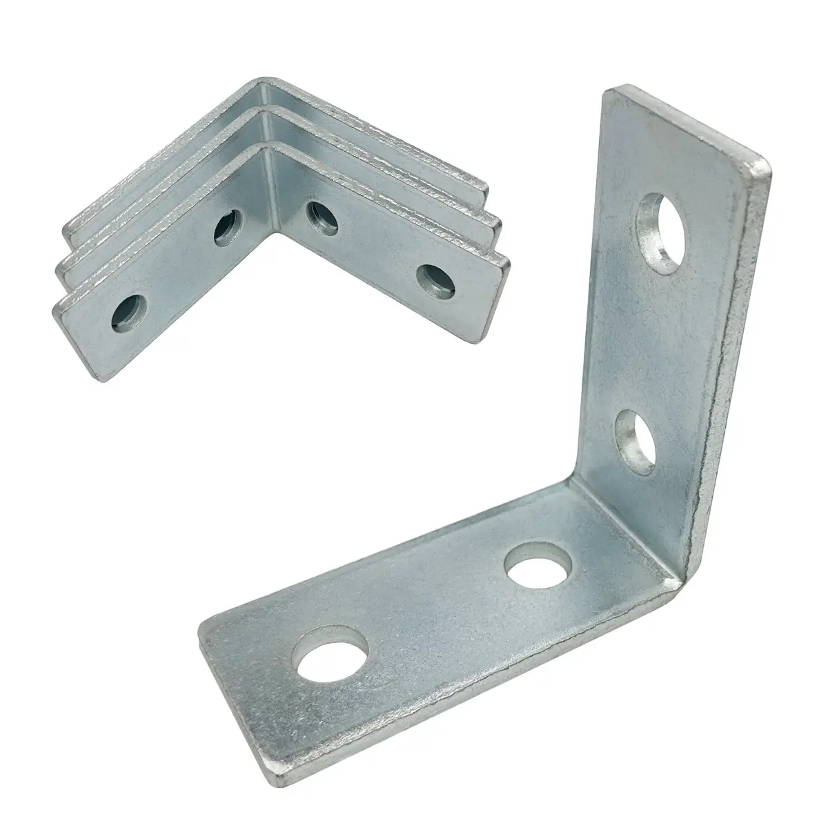 4 Hole, L Shaped 90 Degree Connector Bracket For All 1-5/8" Strut Channel - Heavy Duty, Electro-Galvanized 1