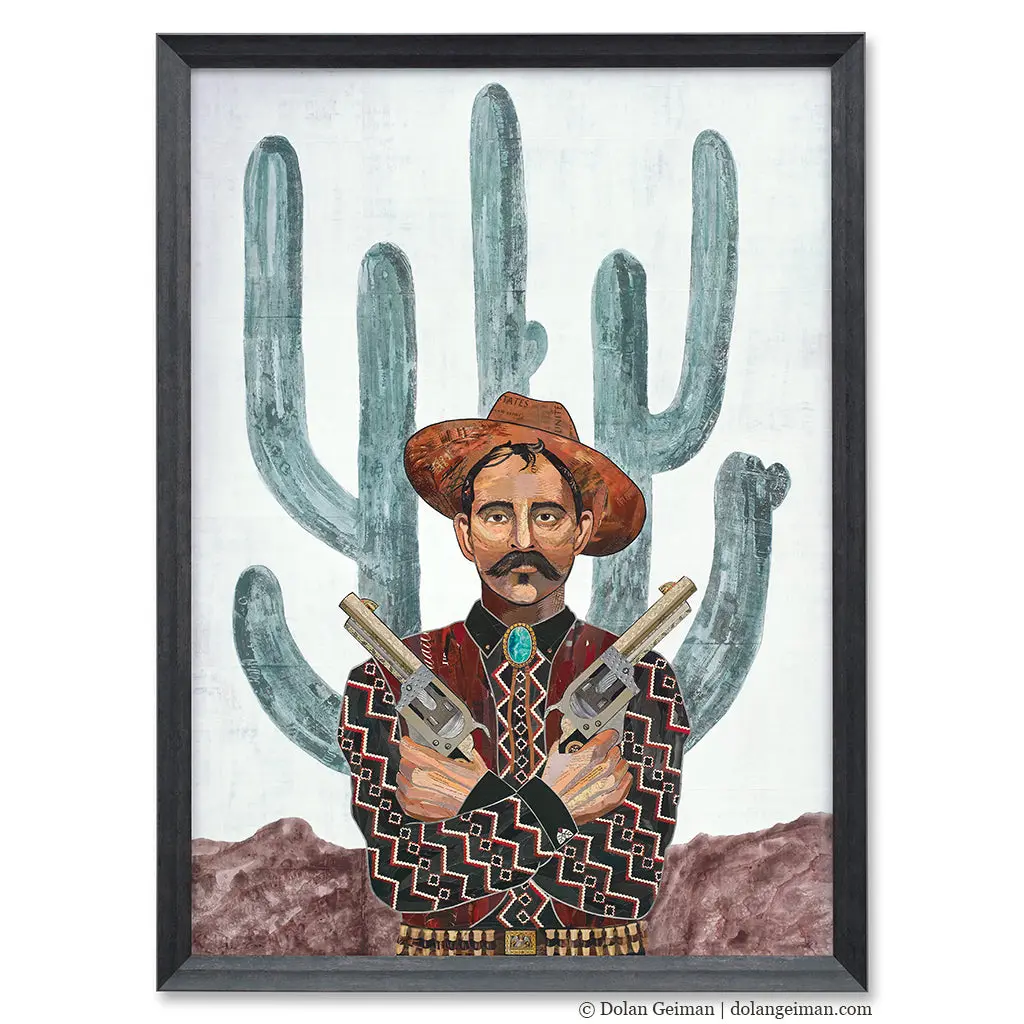 Saguaro Cowboy Original Paper Collage 1