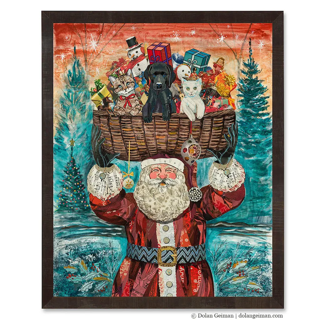 Santa Paws Original Paper Collage 1