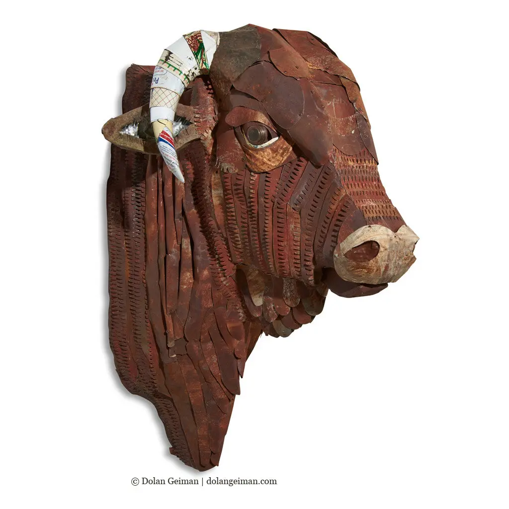 Custom Santa Gertrudis Bull  Original Faux Taxidermy Sculpture 1