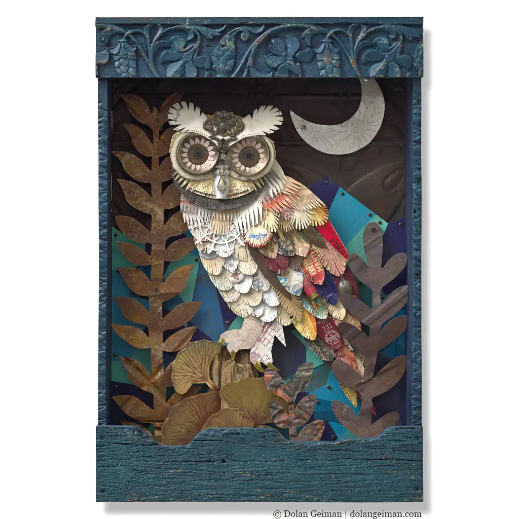 Silver Moon Original Mixed Media Sculpture 1