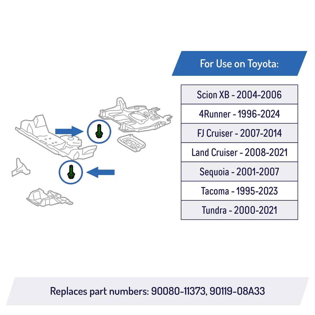 Skid Plate Bolts For Many Toyota Models - Stainless Steel, 10 Mm Head - 90080-11373 2
