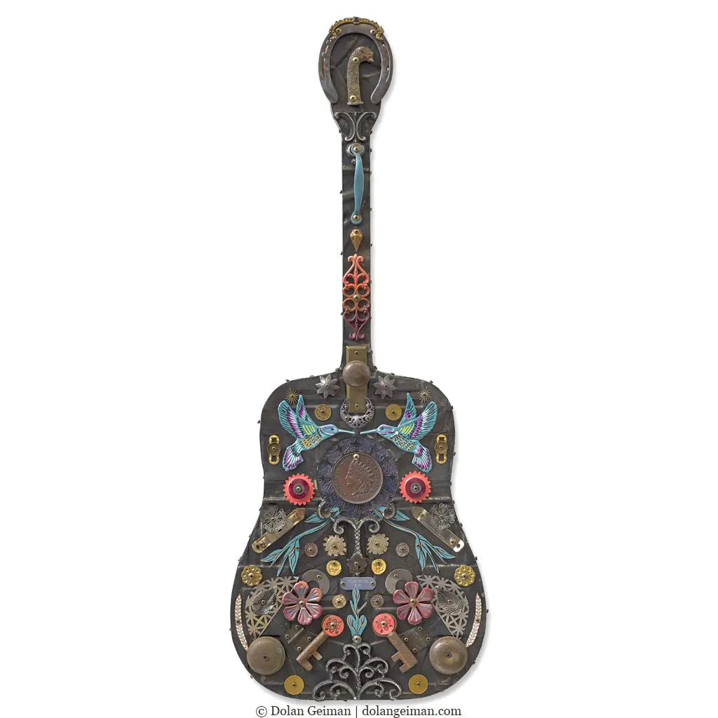 Songwriter Souvenir (Hummingbirds) Original Mixed Media Wall Art 1