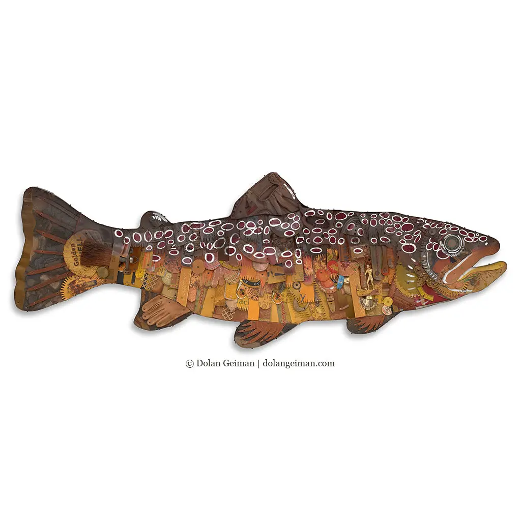 Custom Large-Scale Brown Trout Mixed Media Wall Sculpture 1
