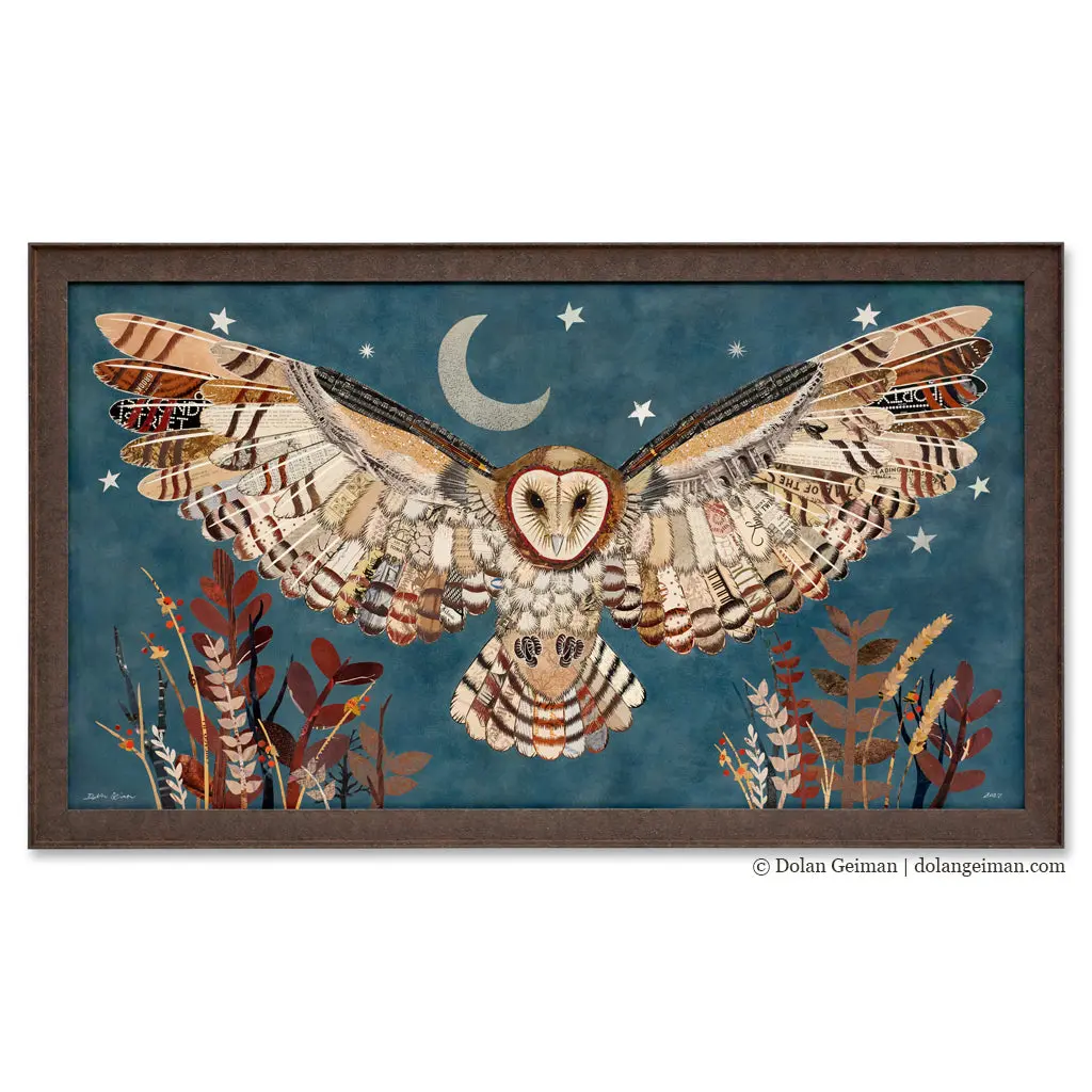 The Protector (Barn Owl) Original Paper Collage 1