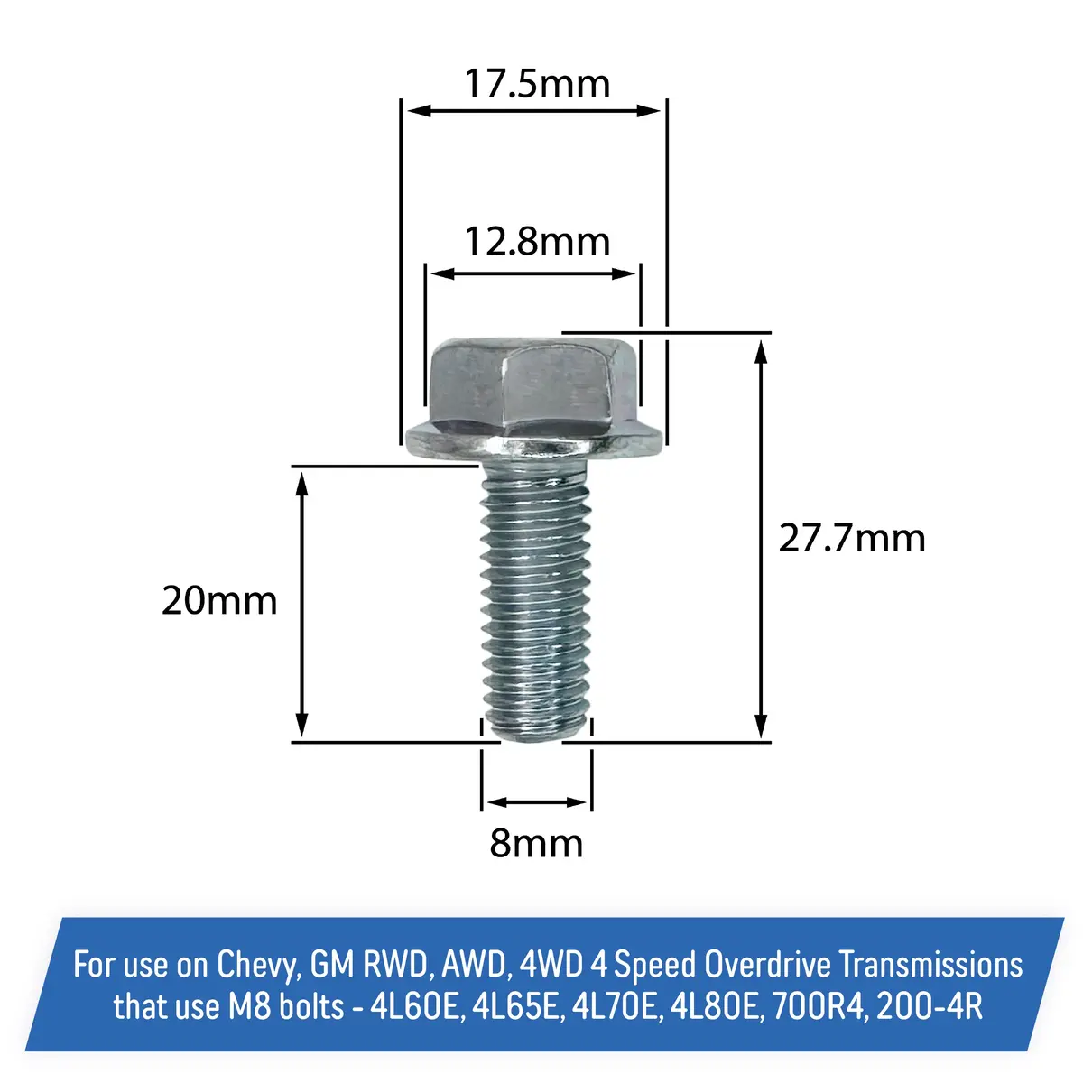 Transmission Oil Pan Bolt Kit For Chevrolet Gm 4 Speed Overdrive, M8 Flange Bolts (17Pk) 2