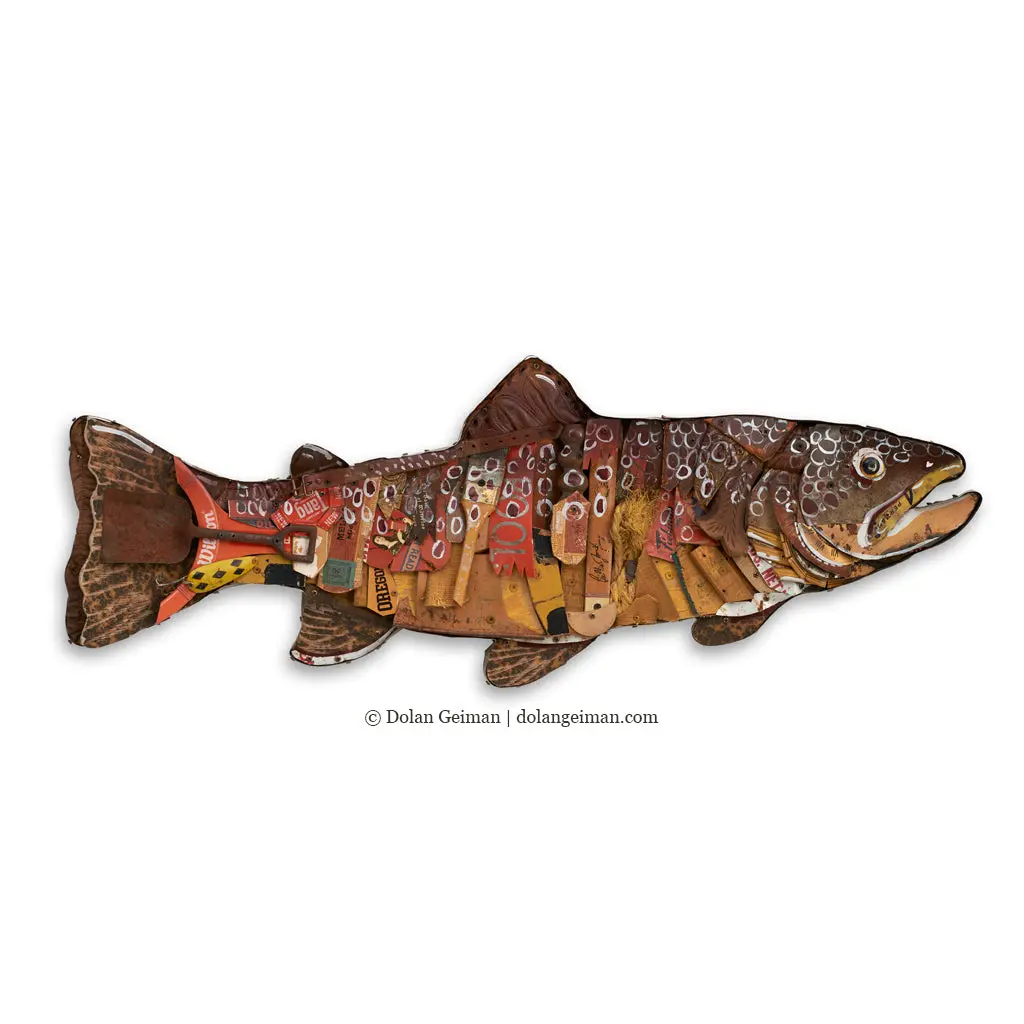 Special Order Trophy Fish (Brown Trout) Original Mixed Media Wall Sculpture 1