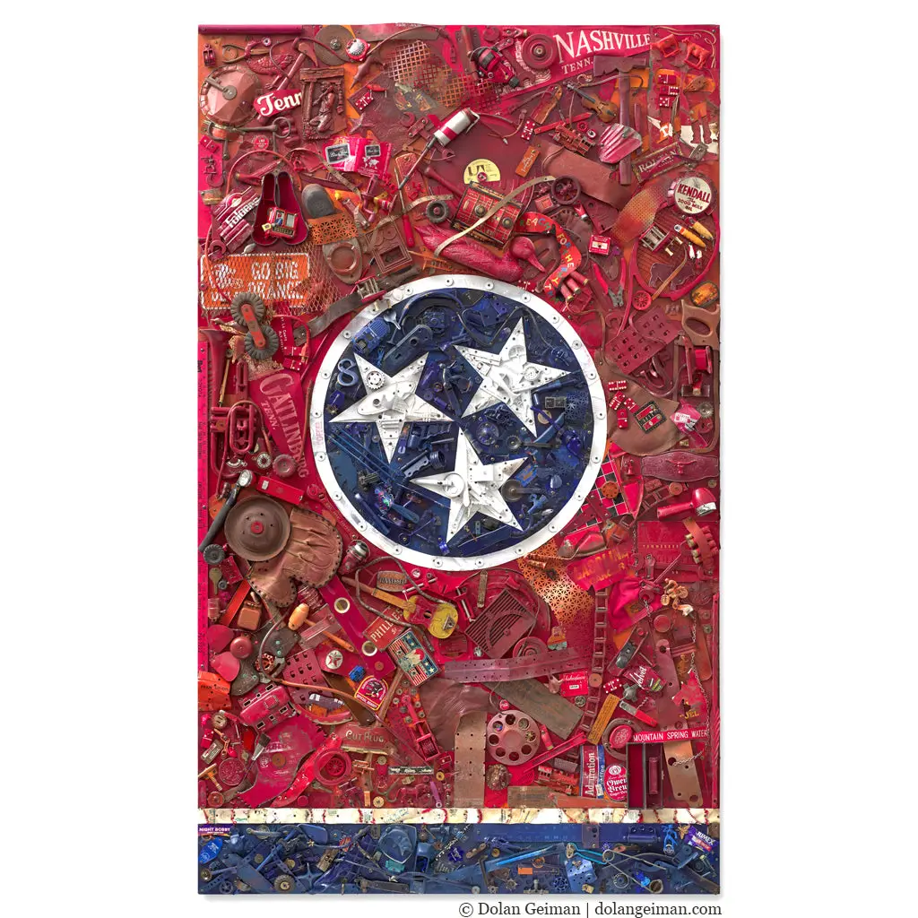 Custom Tennessee Flag Original Mixed Media 1