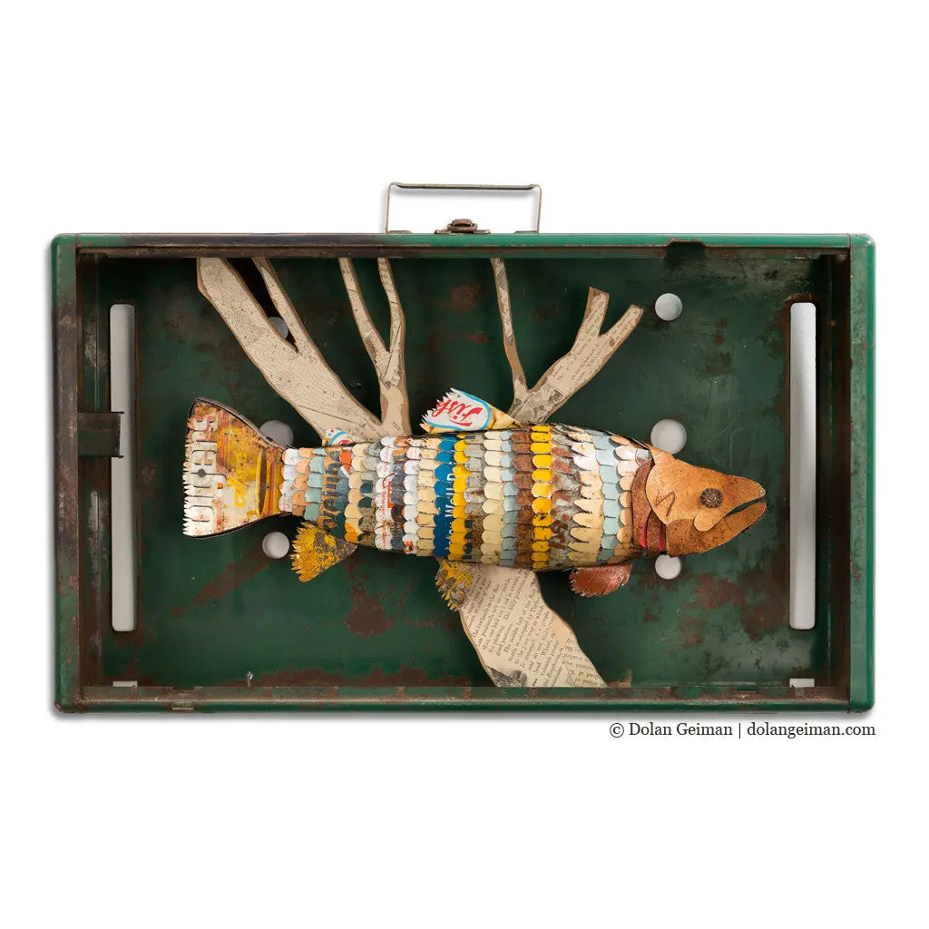 Trout Diorama Original Mixed Media Wall Art 1
