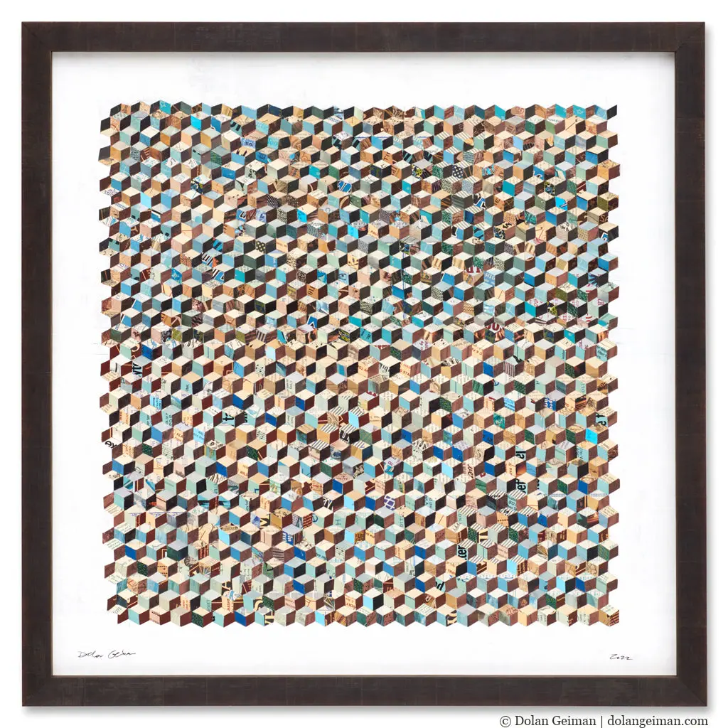 Tumbling Block Original Paper Collage 1