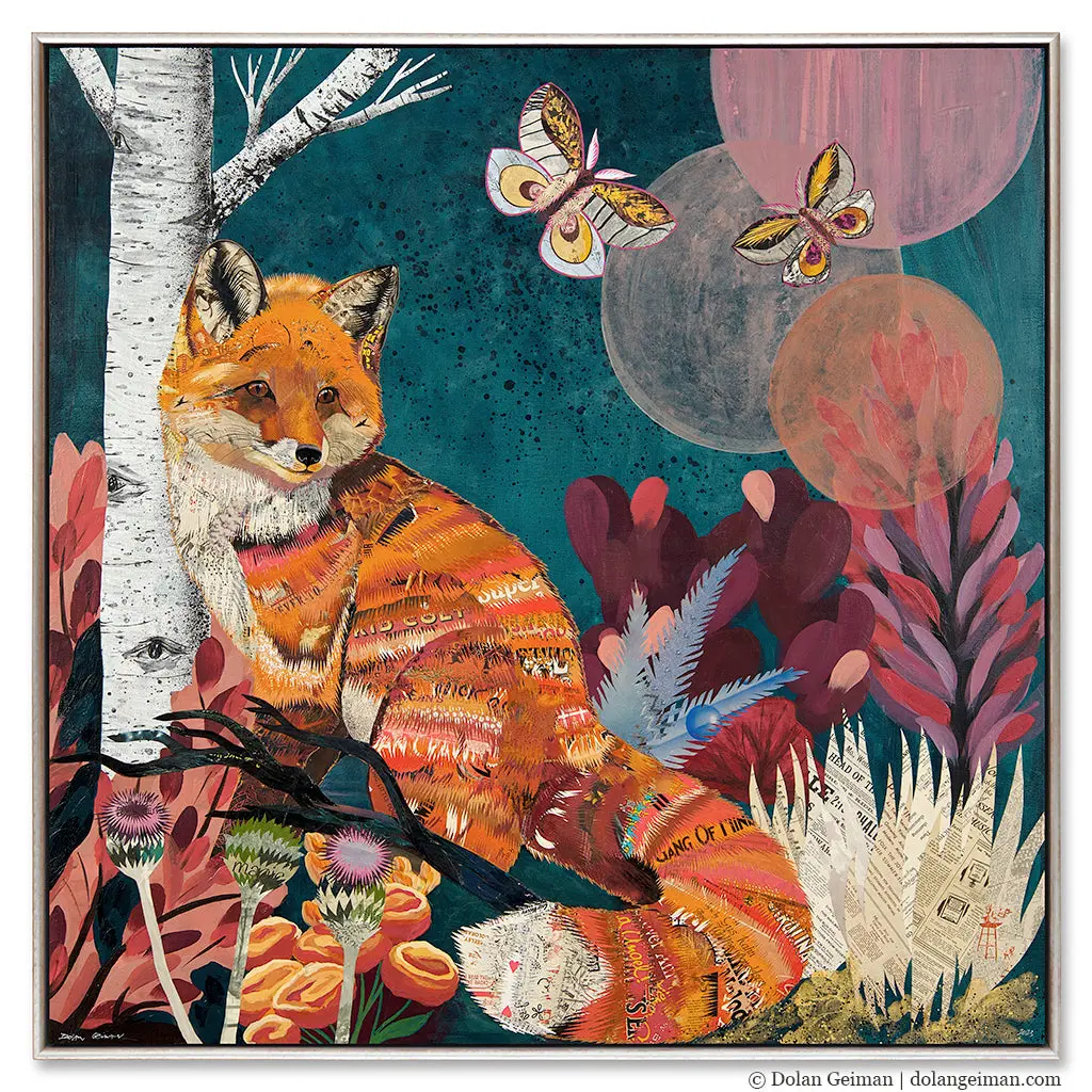 Turquoise Lake Fox Canvas Print With Float Frame 1