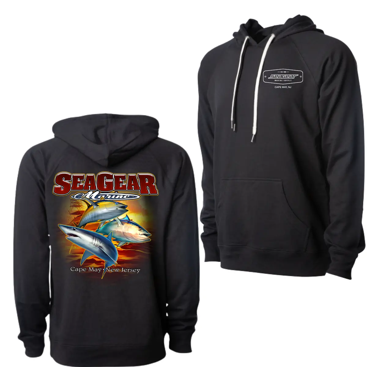 Sea Gear 3-Fish Graphic Hoodie – Unisex Adult Sweatshirt
