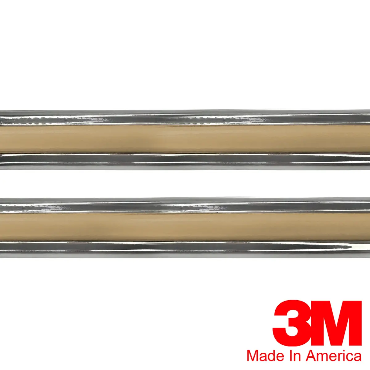 Vintage Style 5/8" Buckskin & Chrome Side Body Trim Molding 1