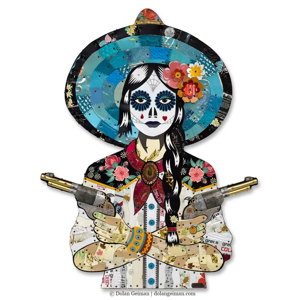 The Mavericks 'En Español' Cowgirl Original Metal Wall Sculpture 1